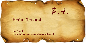 Prém Armand névjegykártya